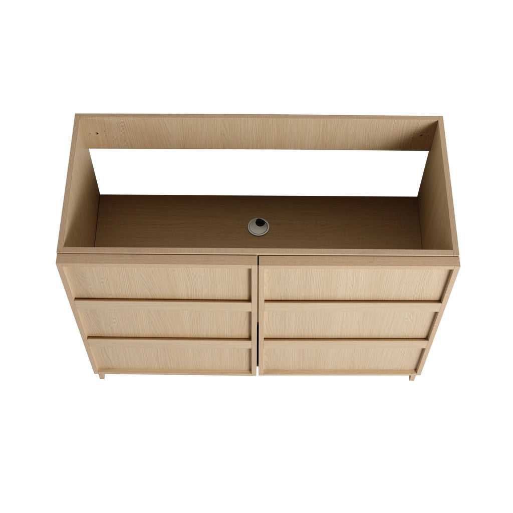 42" Freestanding Bathroom Vanity & Sink & 2 Soft Close Cabinet Doors - Oak / White