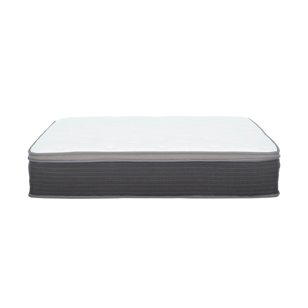 12'' Hybrid Mattress In A Box, Plush Gel Memory Foam Mattress Top With Pocket Coil Base - Gray / White - Queen