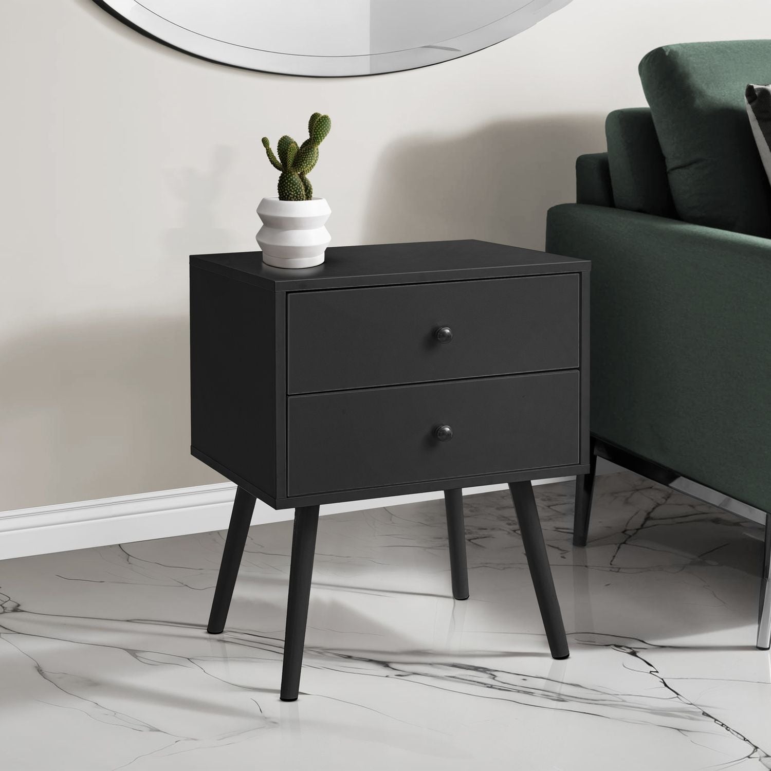 Accent Table & Storage Drawers - Black