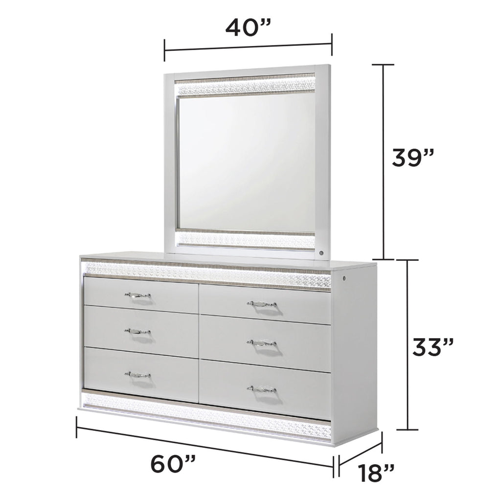 Glam - Mirror With LED Lighting (Includes Mirror Only) - White