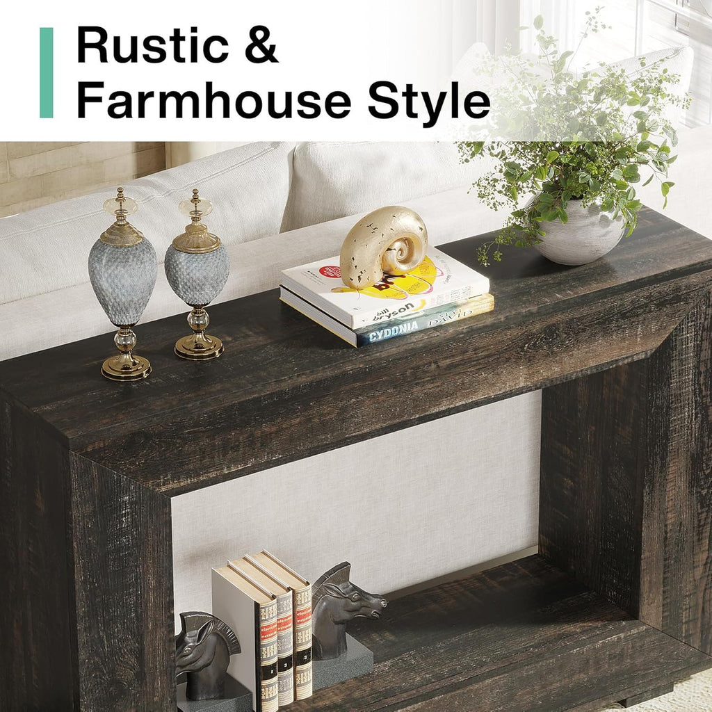 Narrow Entryway Storage Console Table With Open Shelf