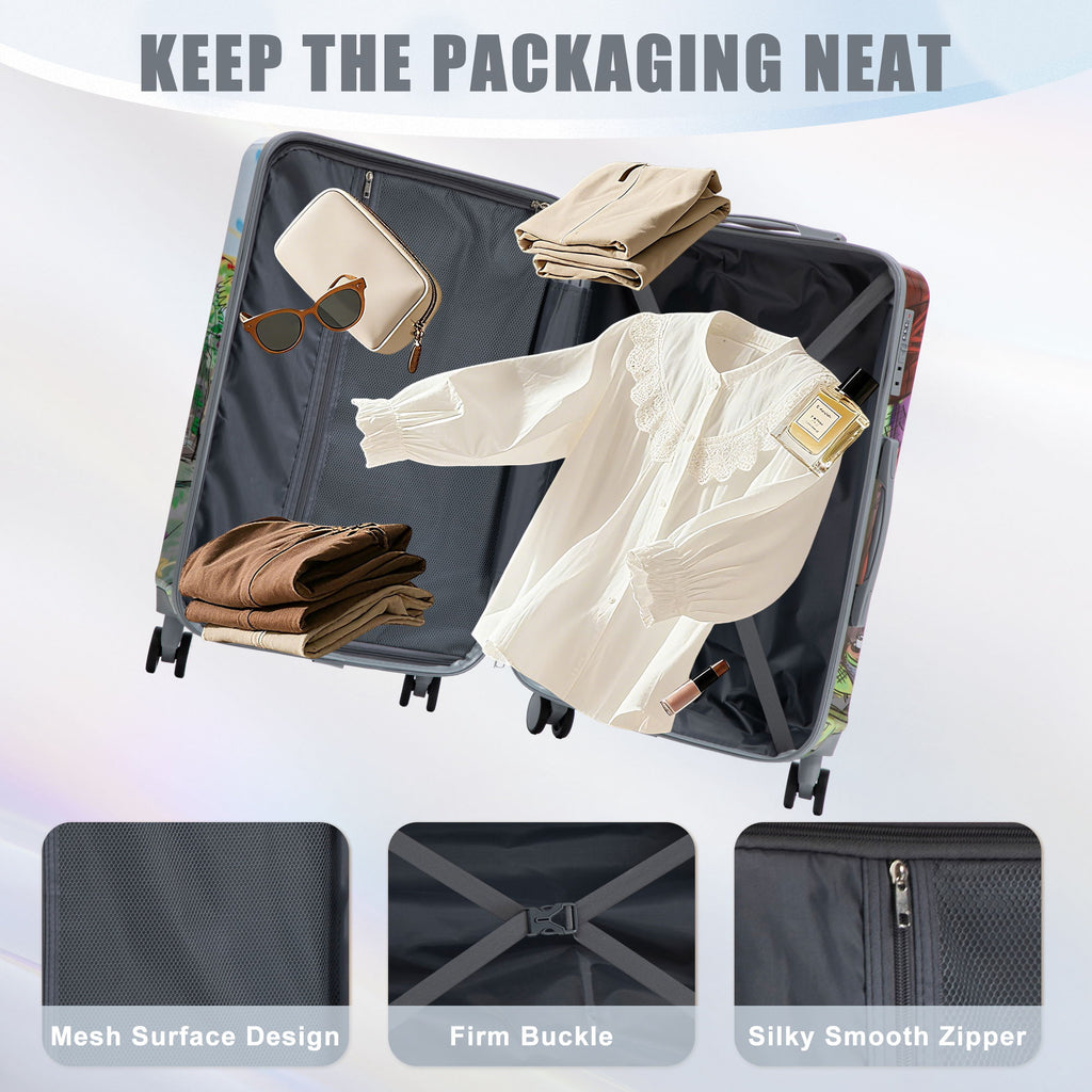 3 Piece Spinner Luggage Set 20" / 24" / 28" With Combination Lock And Silent Wheels - Coffee
