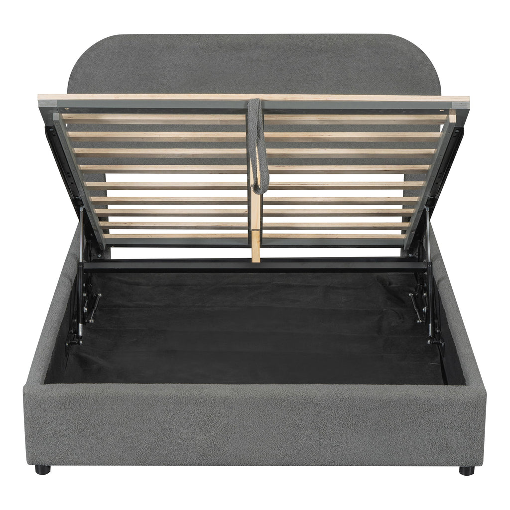 Upholstered Platform Bed With Hydraulic Storage System