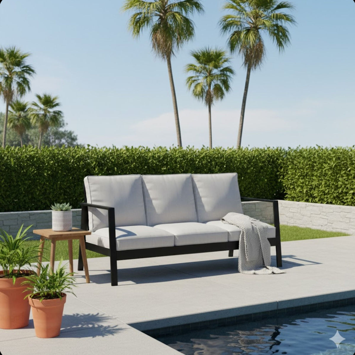 3 Seat All-Weather Patio Sofa With Cushions
