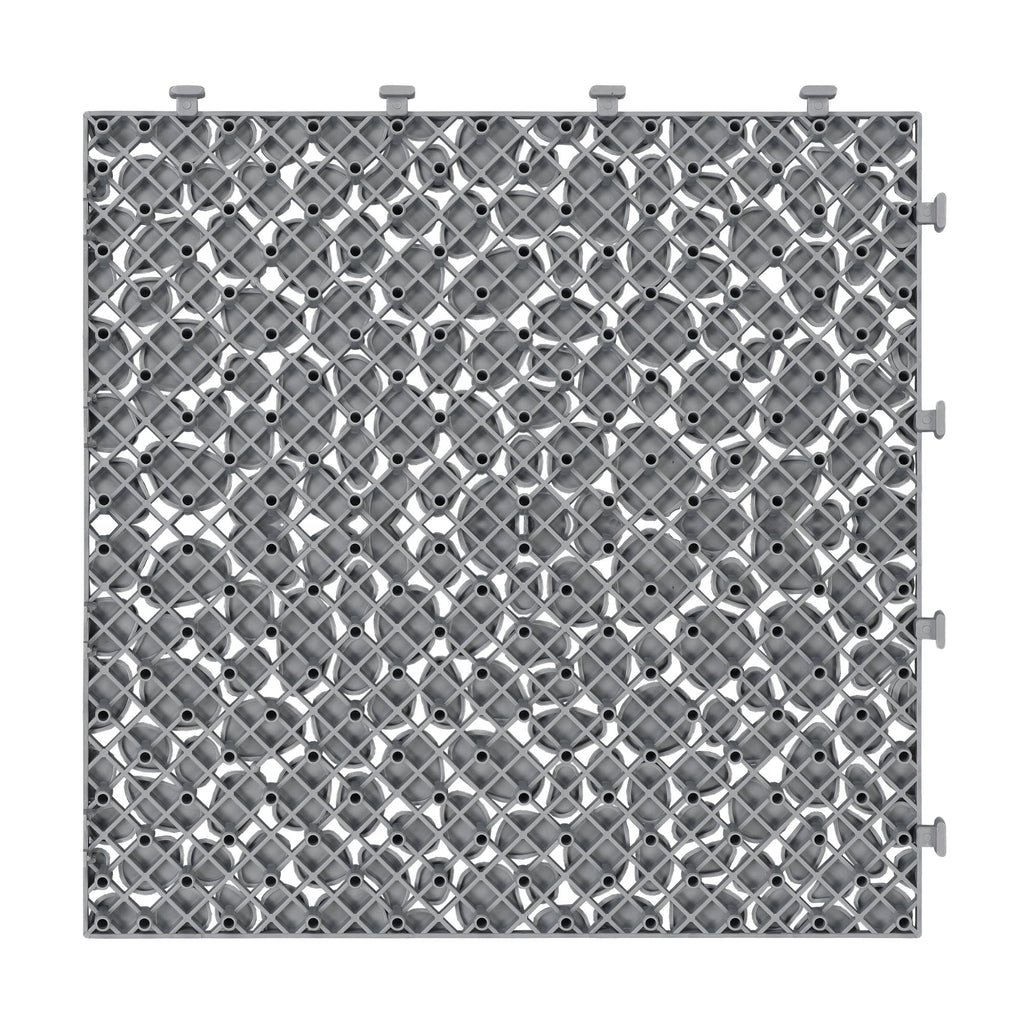 Interlocking Deck Tiles Plastic Waterproof Outdoor All Weather Anti-Slip Bathroom Shower Balcony Porch Strong Weight Capacity Upto 440 Lbs, Pebble Stone Pattern