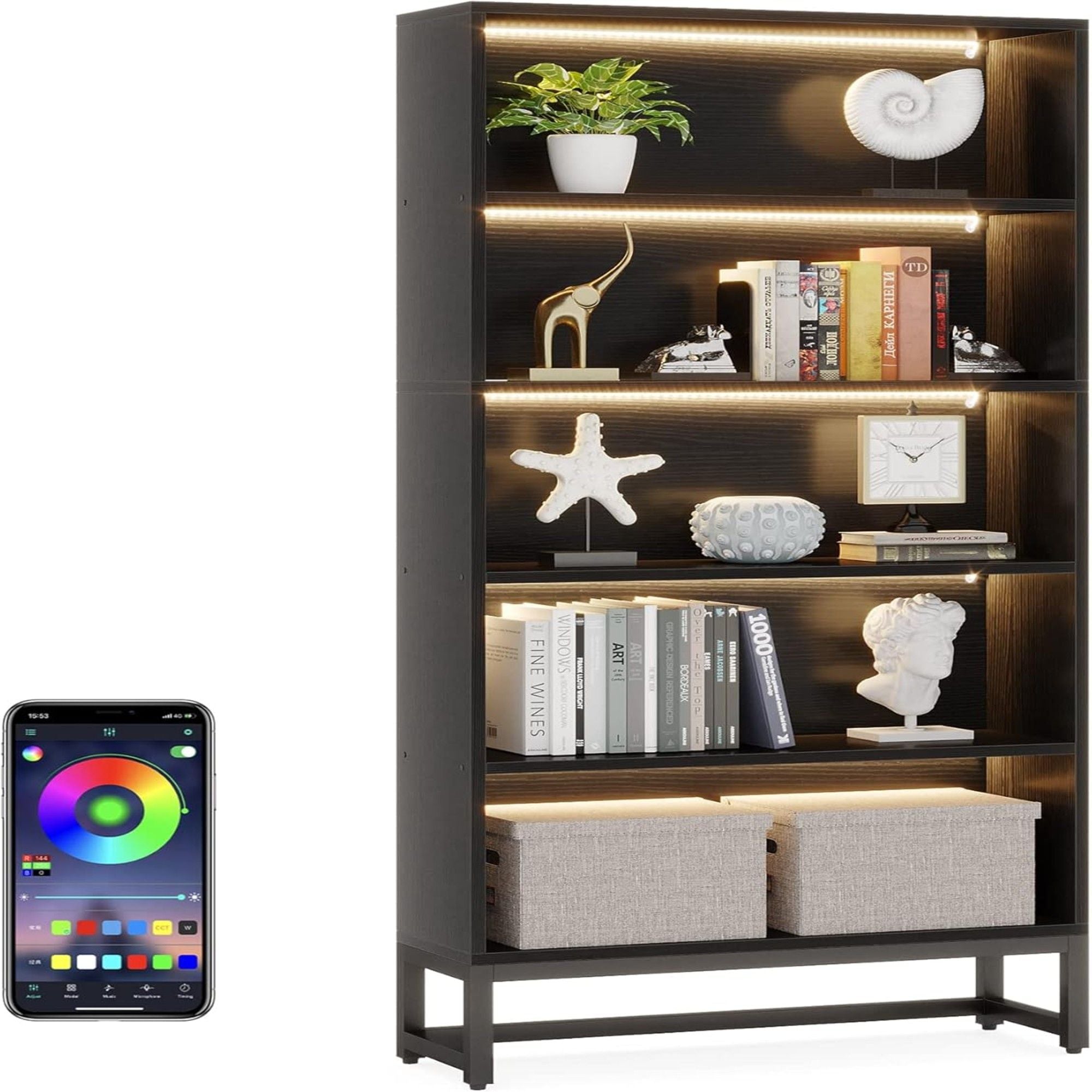 5 Tier Heavy Duty Bookshelf For Living Room