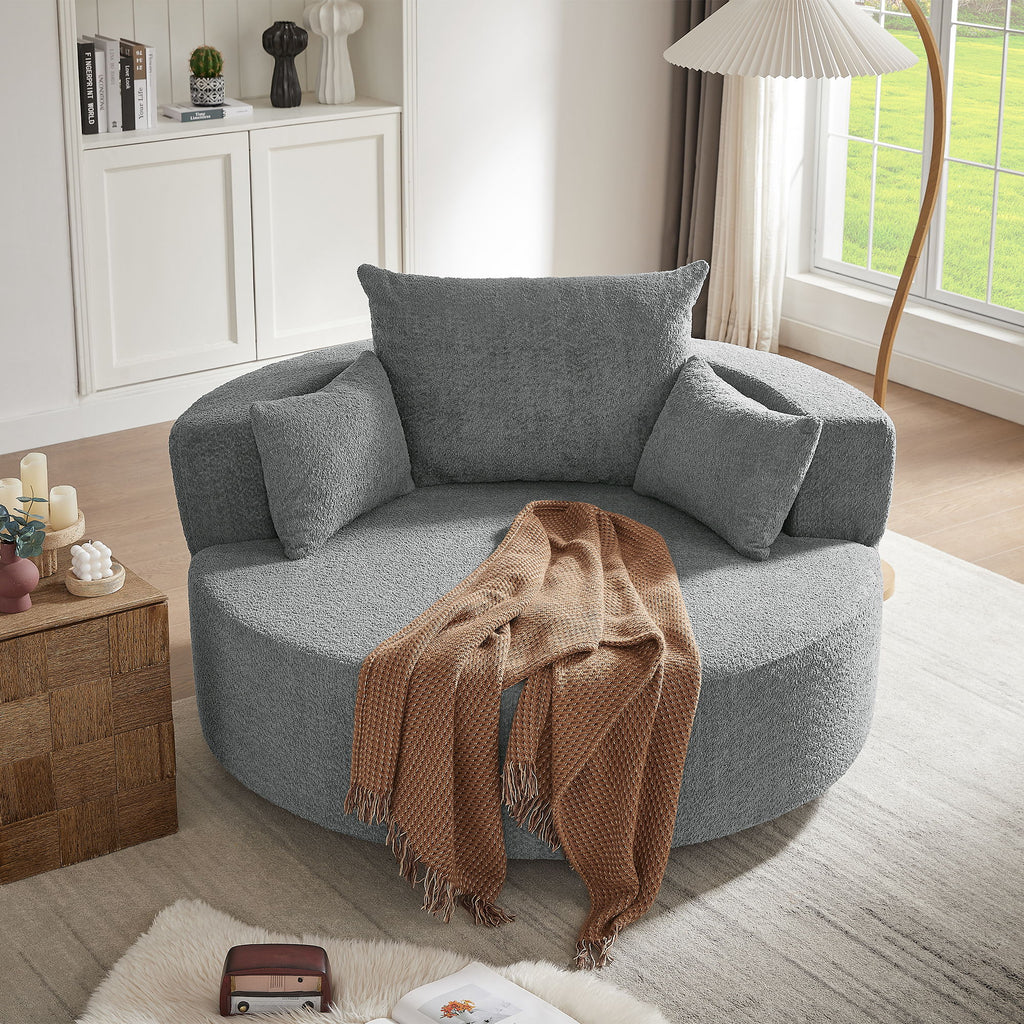 360° Swivel Accent Barrel Chair With 3 Removable Pillows For Living Room