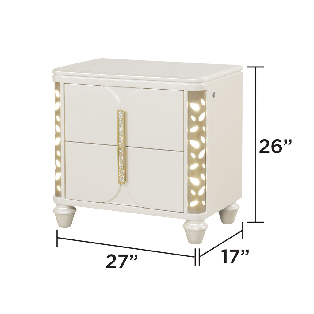 Cinderella - Nightstand With LED Accents And 2 Storage Drawers - Beige