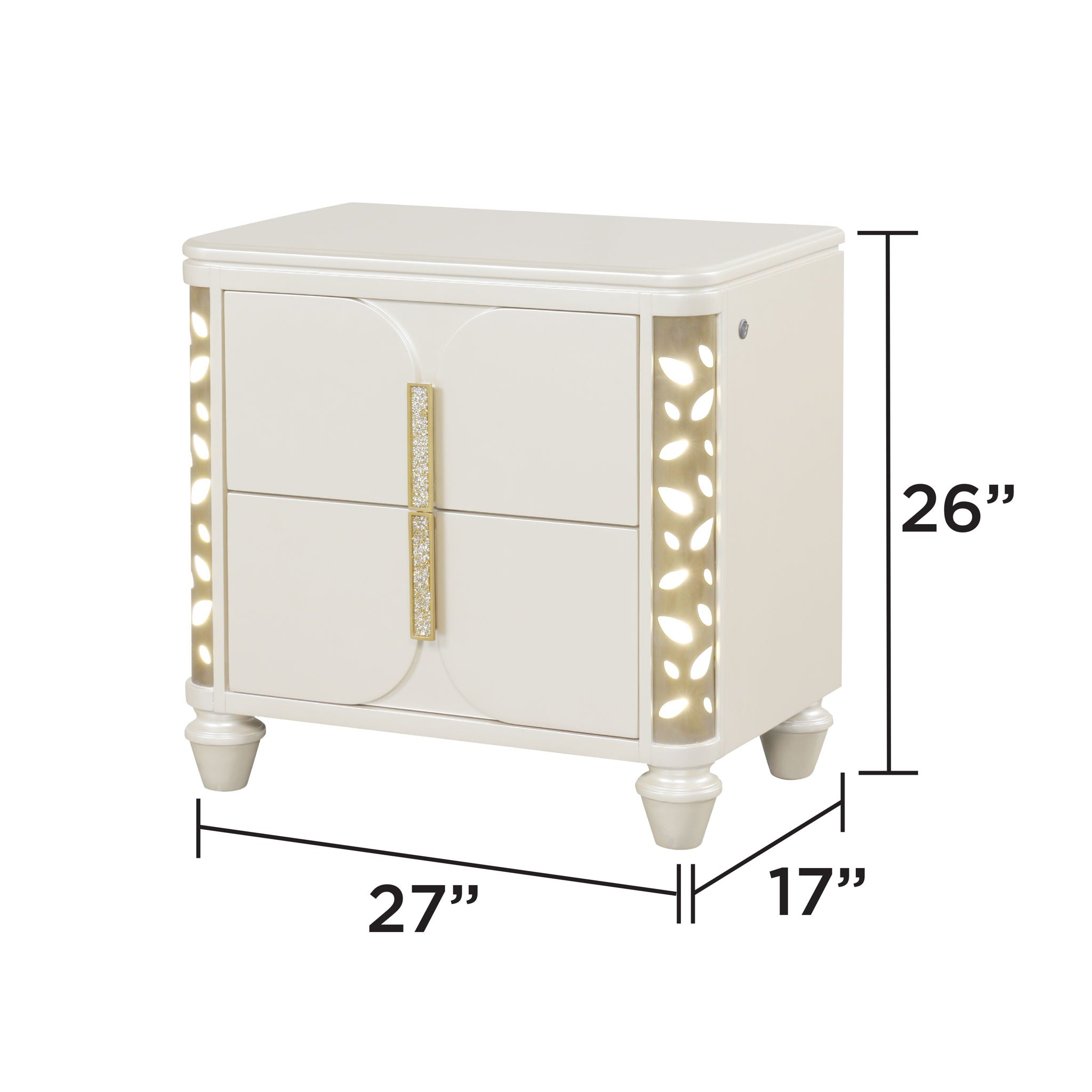 Cinderella - Nightstand With LED Accents And 2 Storage Drawers - Beige