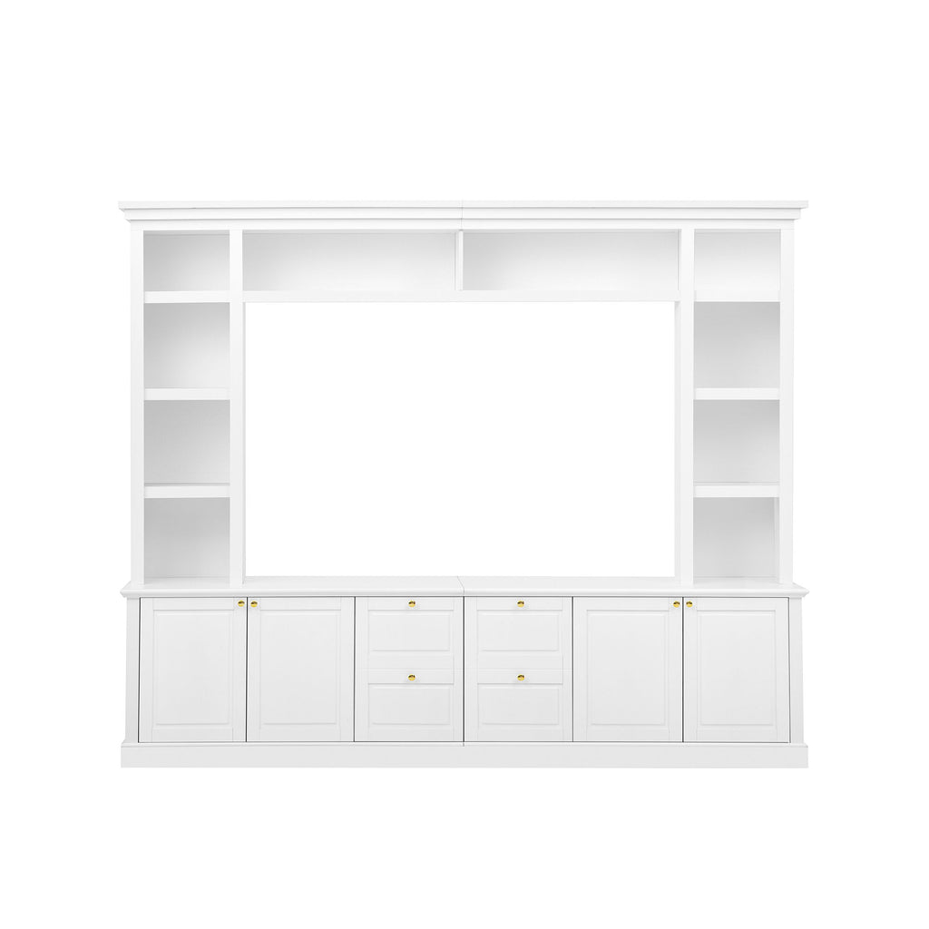 TV Stand With Bookcase, Storage Cabinet With 3 Adjustable Shelves, Living Room Entertainment Center - White
