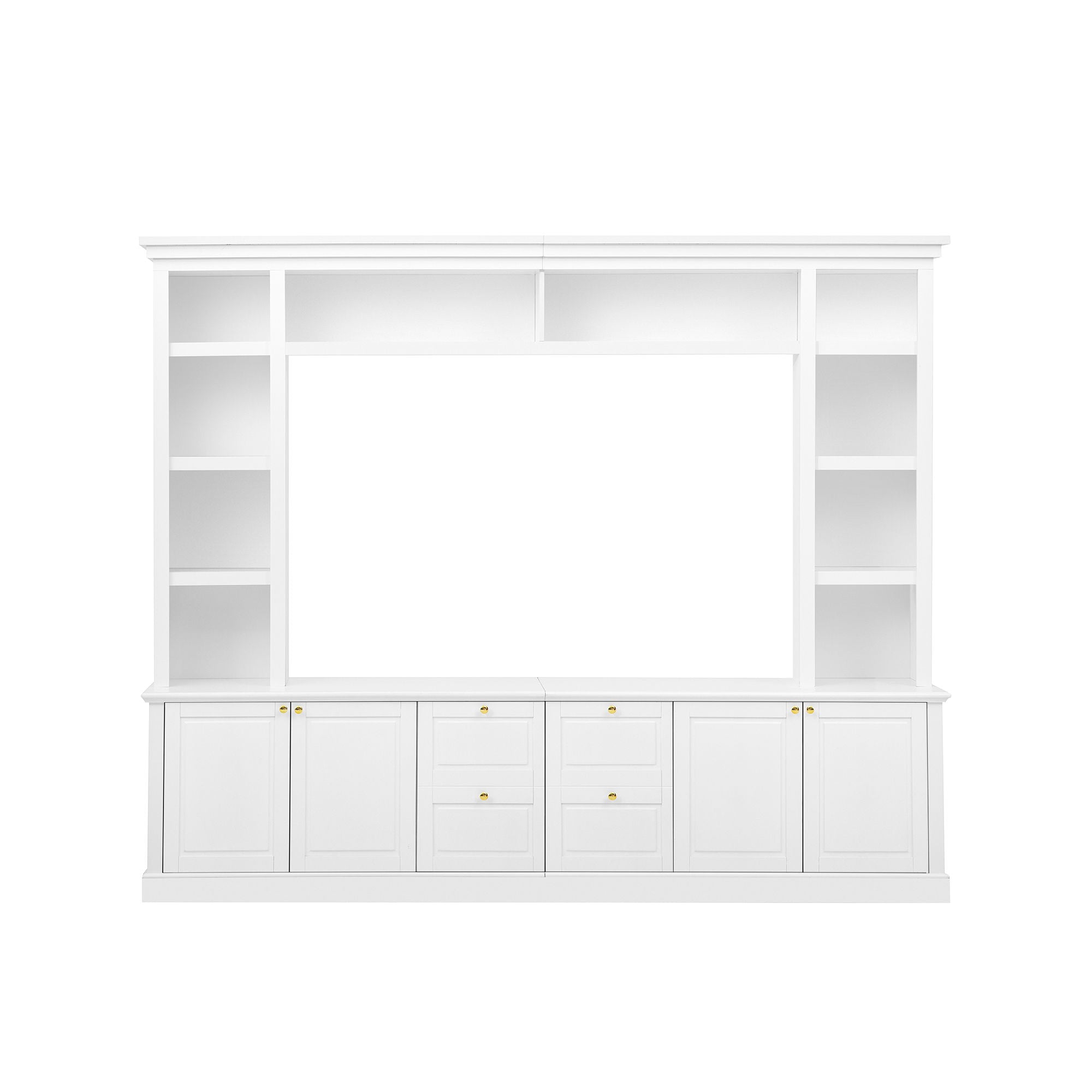 TV Stand With Bookcase, Storage Cabinet With 3 Adjustable Shelves, Living Room Entertainment Center - White
