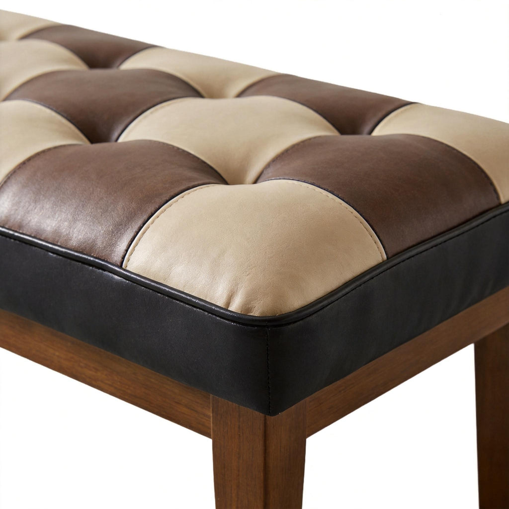 Checkered Bench For Entryway - Black / Brown / Cream