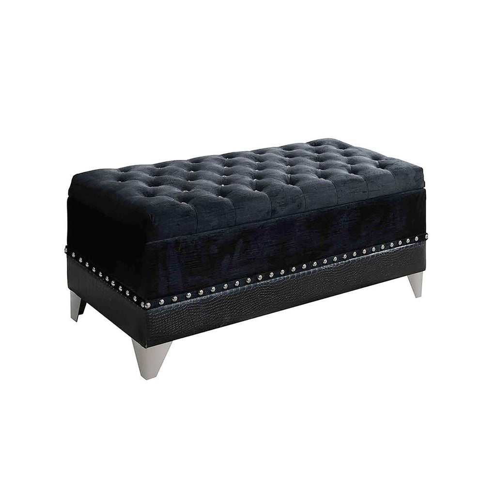 Tufted Trunk With Nailhead Trim Storage Solution - Black