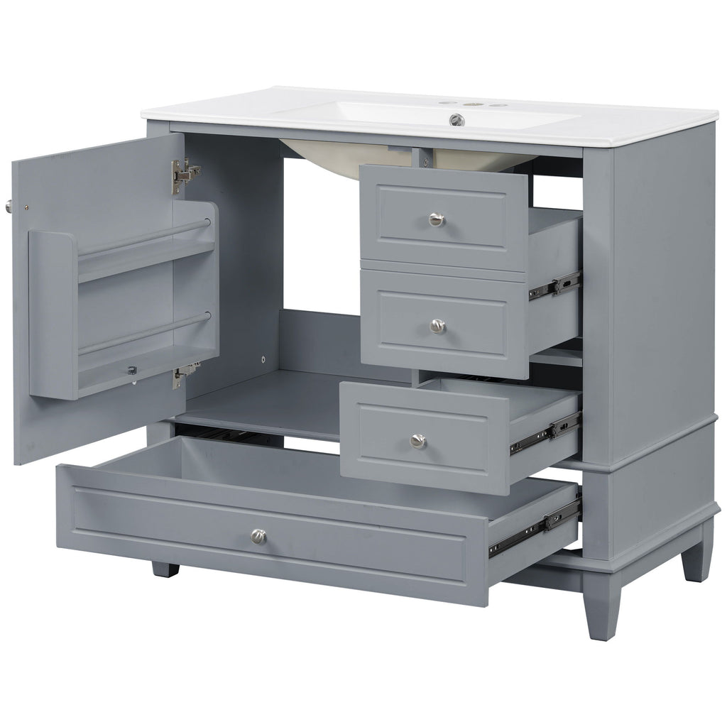 Modern Bathroom Vanity With Sink, 3 Drawers & Cabinet