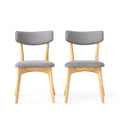 Mid Century Fabric Dining Chairs With Natural Oak (Set of 2) - Dark Gray