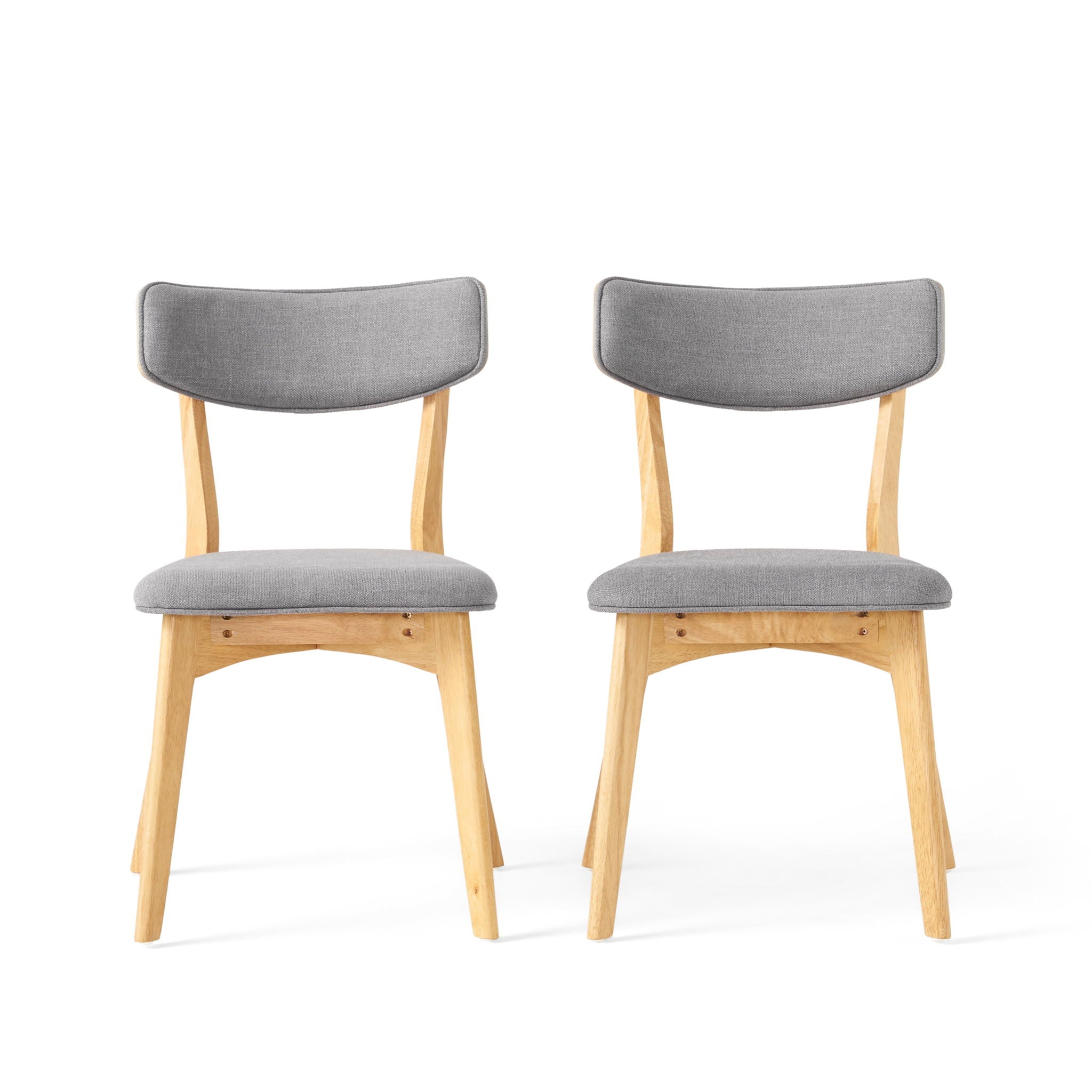 Mid Century Fabric Dining Chairs With Natural Oak (Set of 2) - Dark Gray