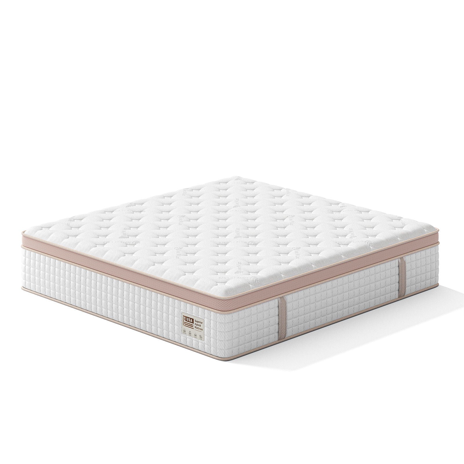 14", Firm Hybrid Mattress, Gel Memory Foam & Pocket Springs, Pressure Relief, Motion Isolation, Ergonomic Bed - White - King