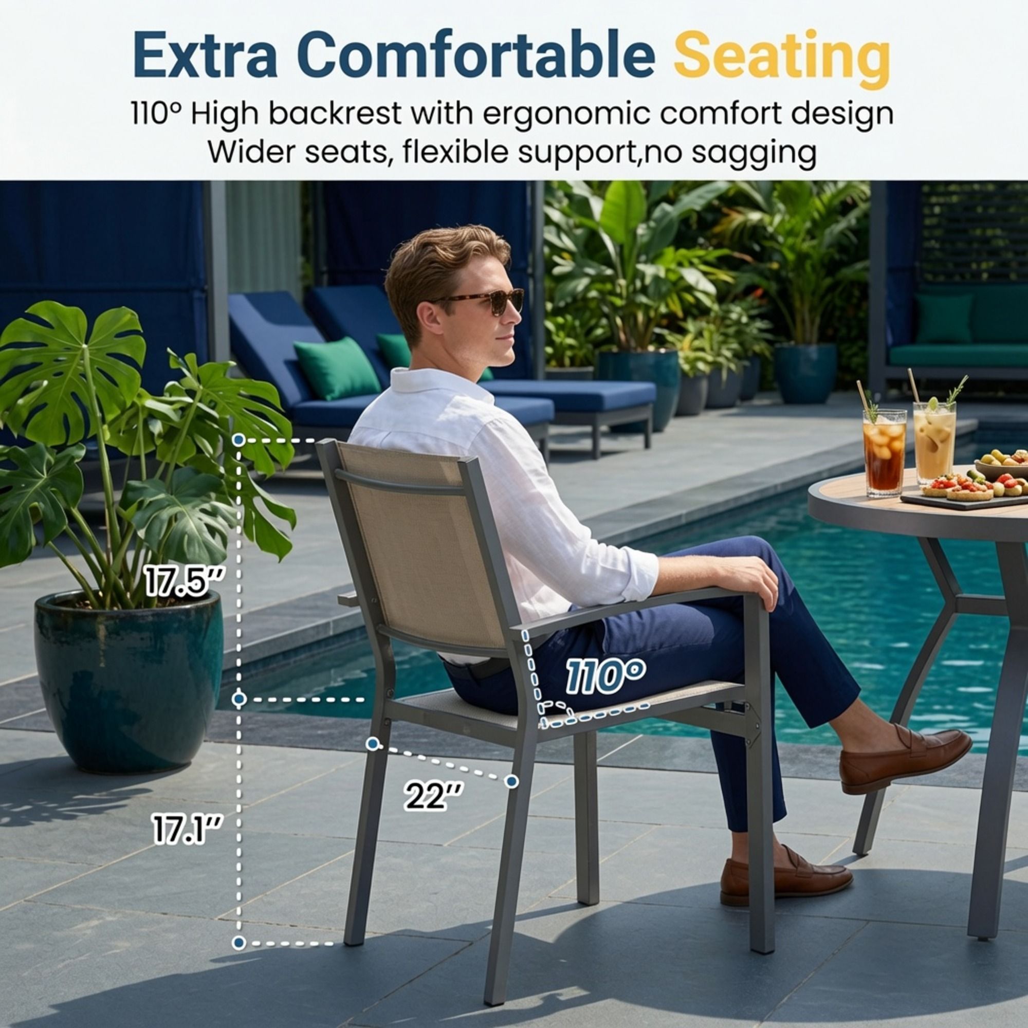 7 Piece Gray Patio Dining Set With Hdps Table And Textilene Chairs For Outdoor Use, Metal Furniture