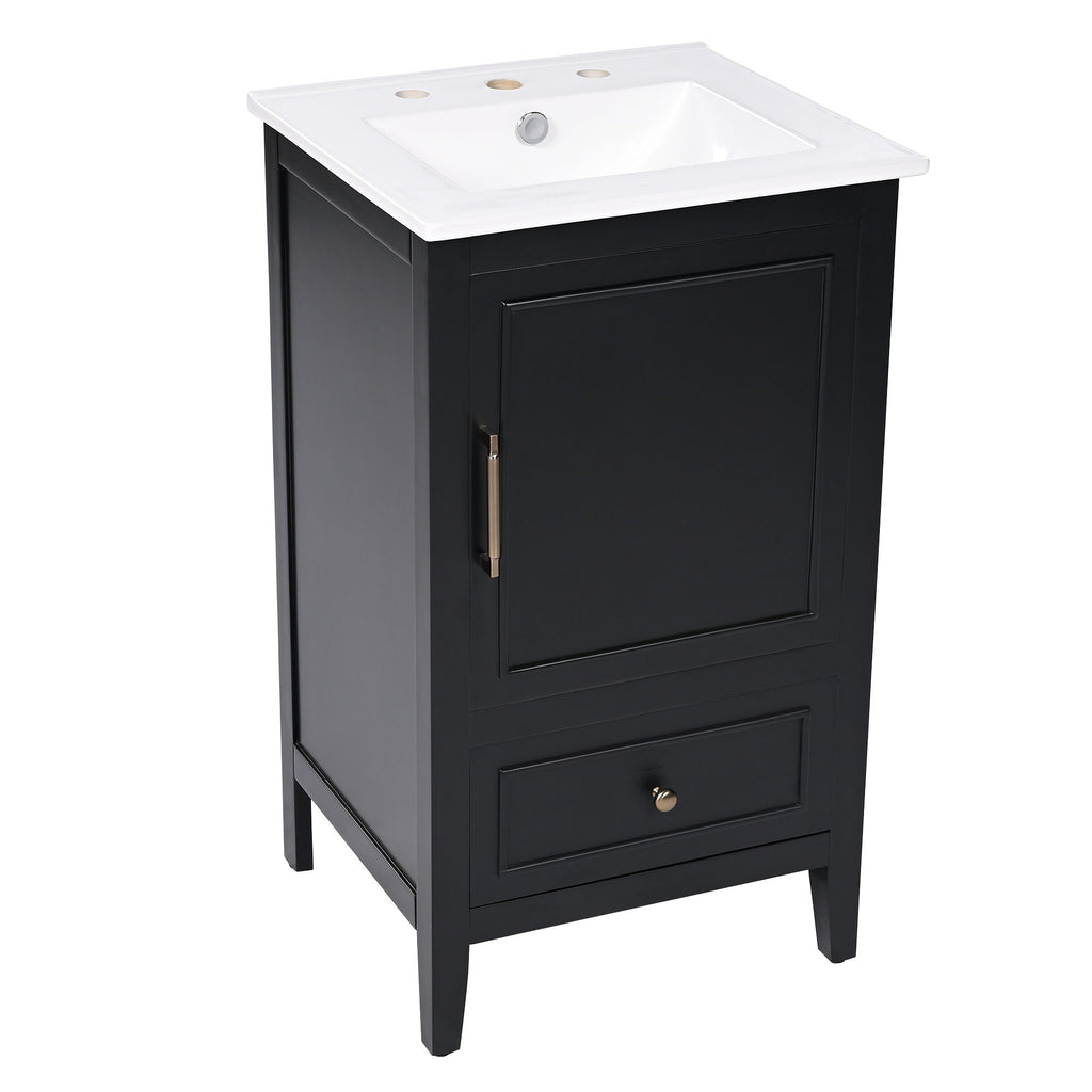 Modern Bathroom Vanity With Sink, Cabinet Storage, Drawer & Adjustable Feet