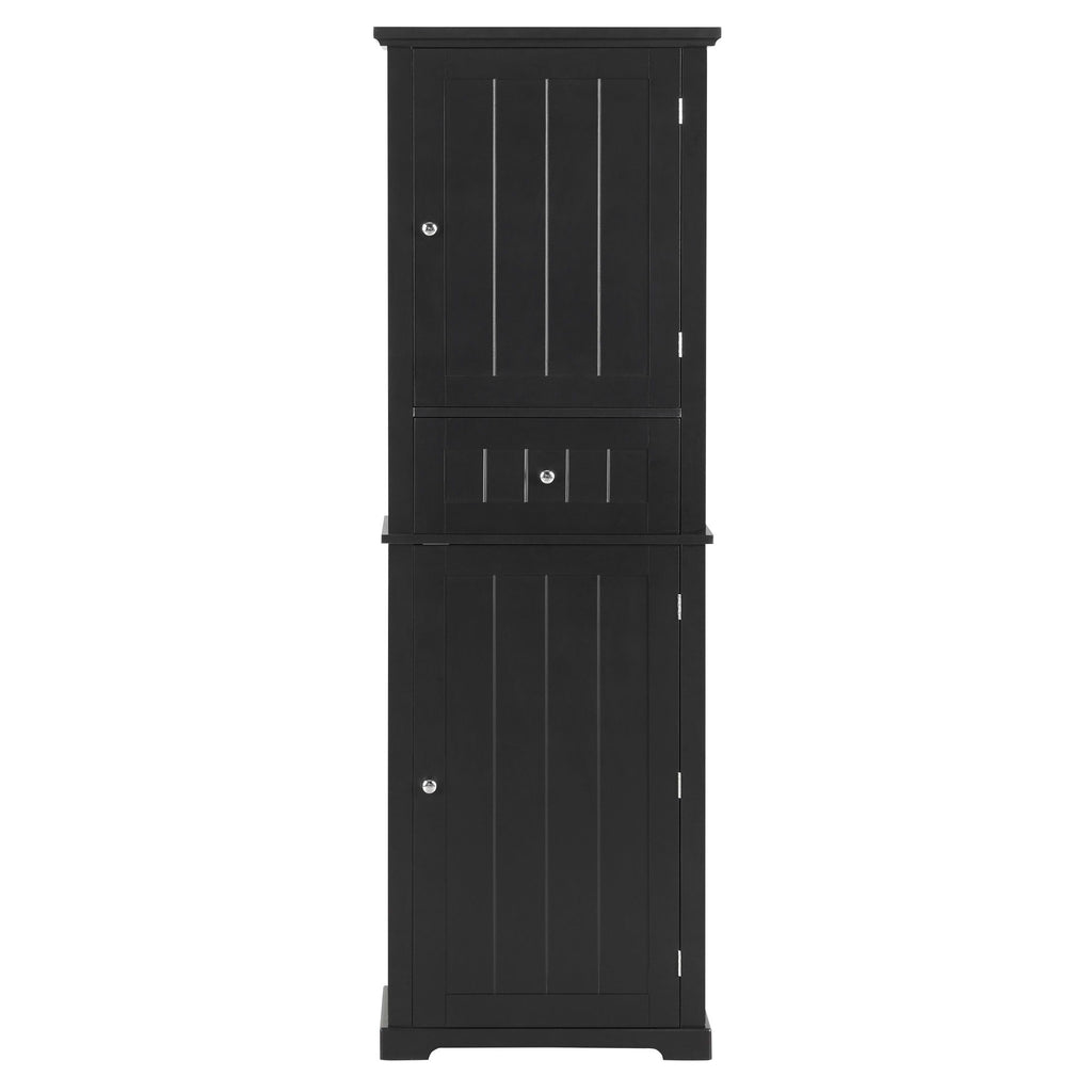 Tall Freestanding Bathroom Storage Cabinet With Drawer And Adjustable Shelf