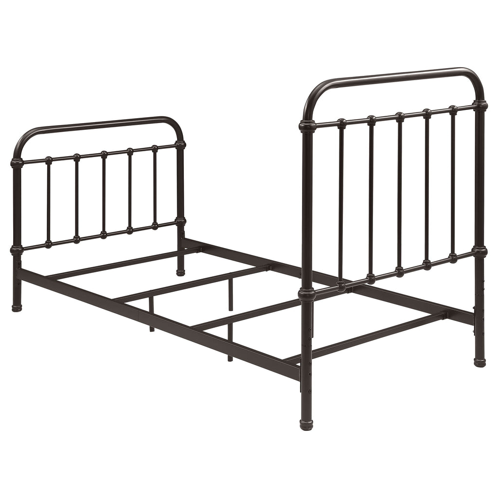 Twin Panel Bed With Ornate Design - Bronze