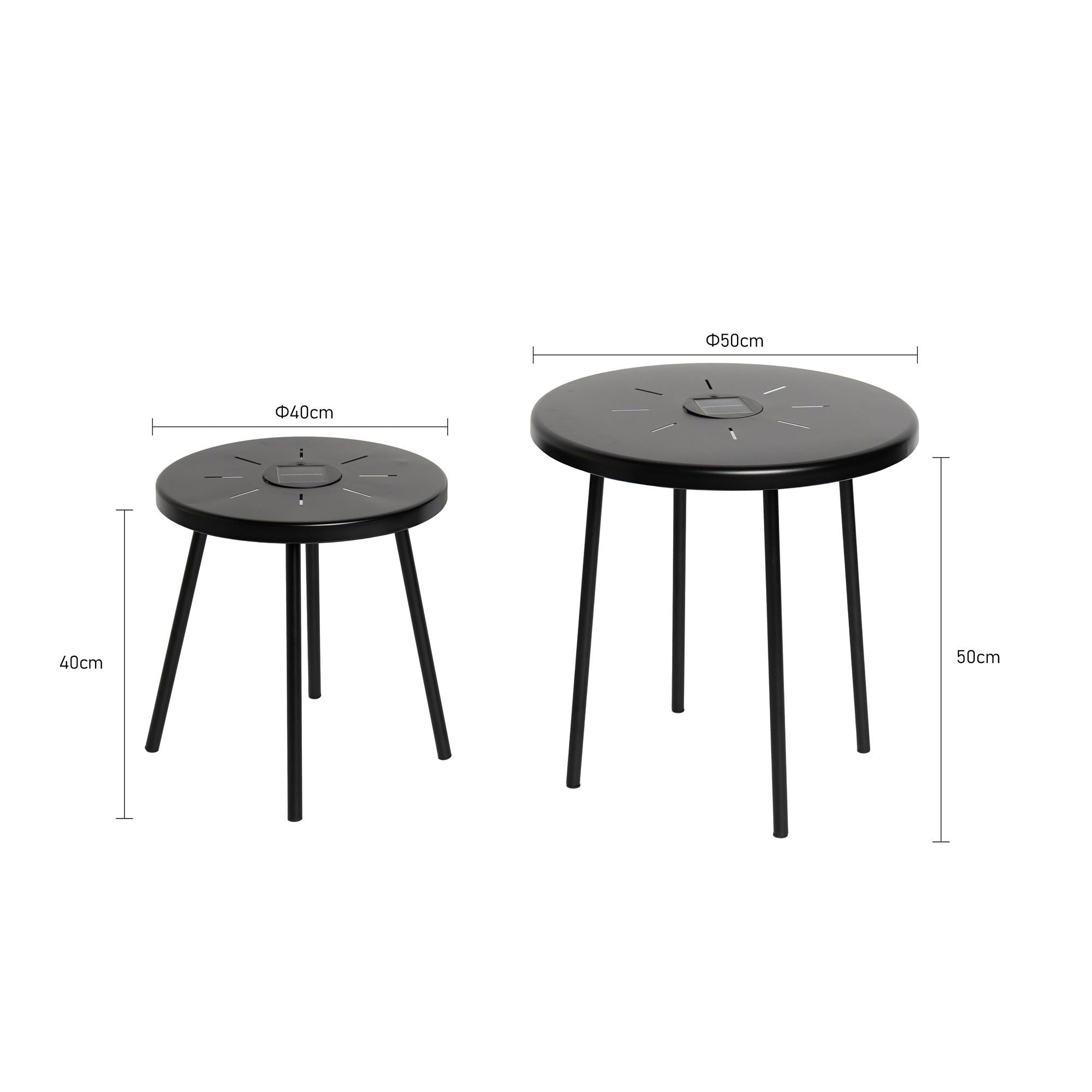 Solar Powered Side Table With LED Light, Outdoor / Indoor - Black