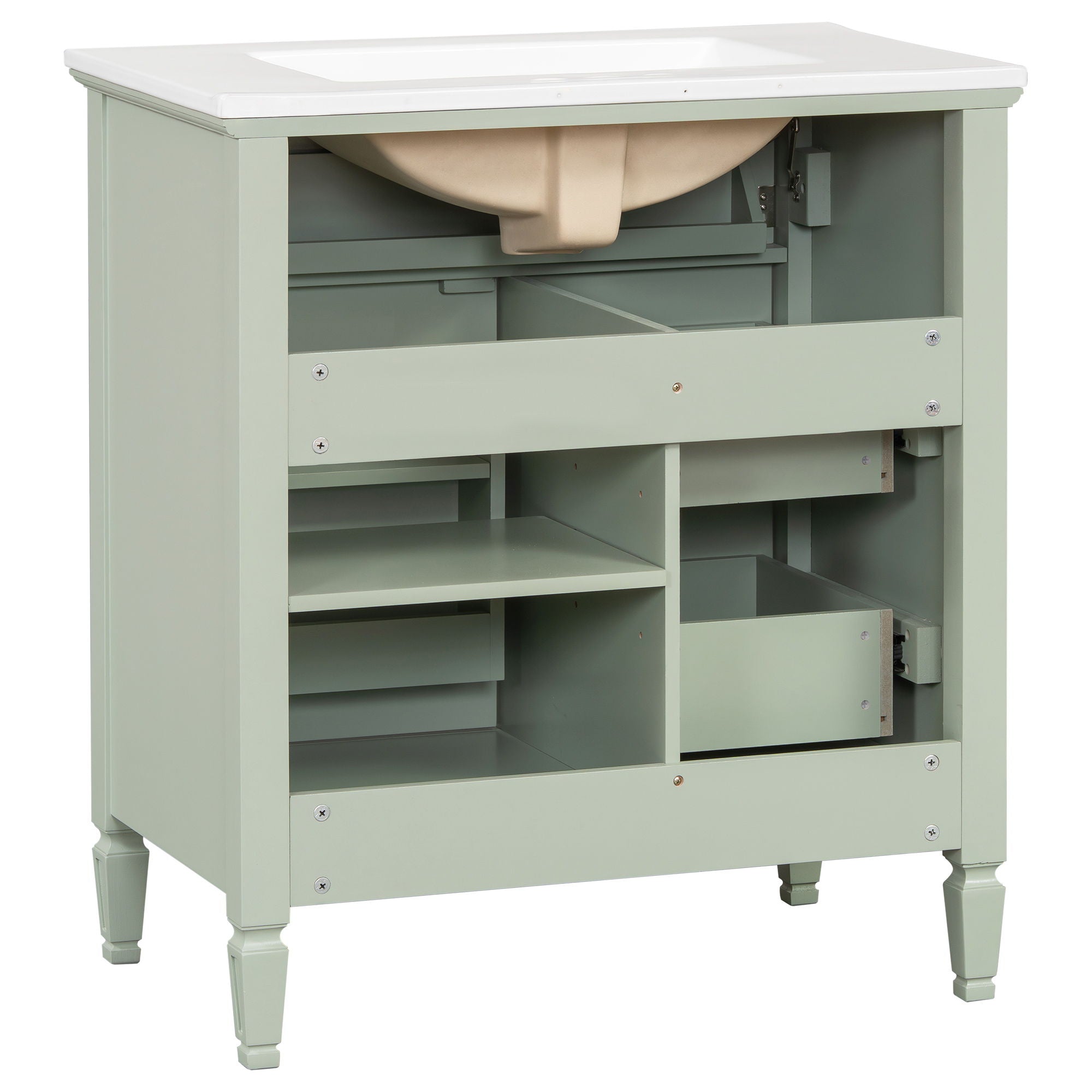 Modern Bathroom Vanity With Sink, 1 Flip Drawer And 2 Drawers, Adjustable Shelf