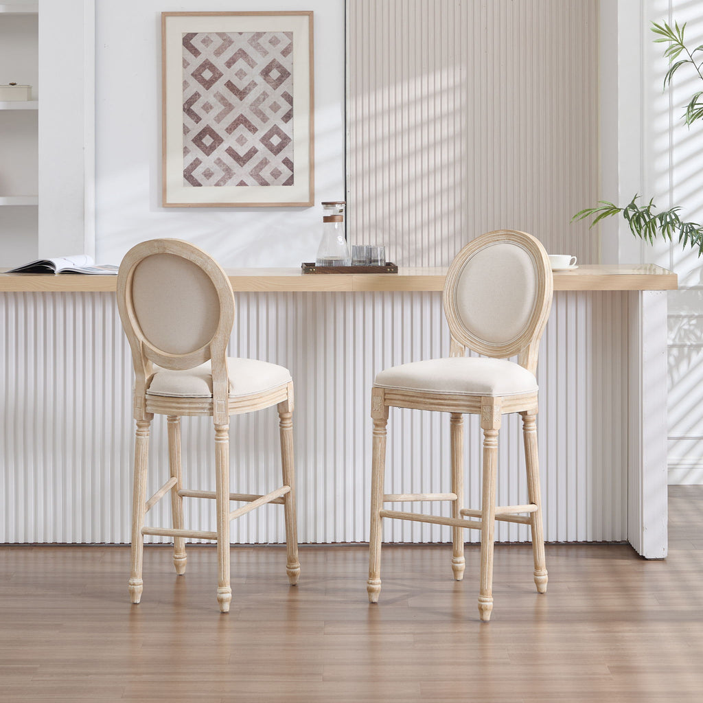 French Country Bar Chairs & Round Back (Set of 2)
