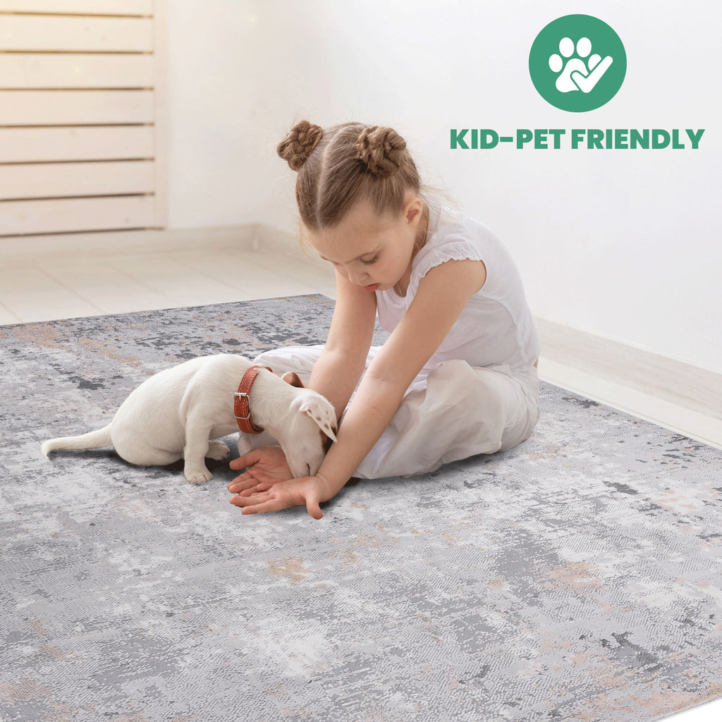 Marfi - 5' X 7' Abstract Area Rug - Gray Multi