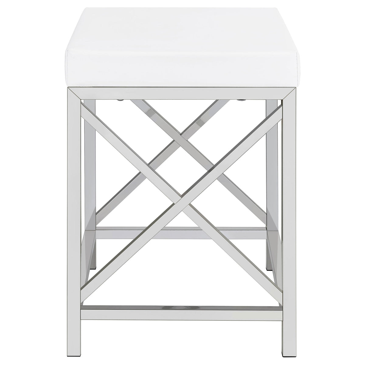 Hamlin - Makeup Vanity Table With Lighted Mirror And Padded Stool - White