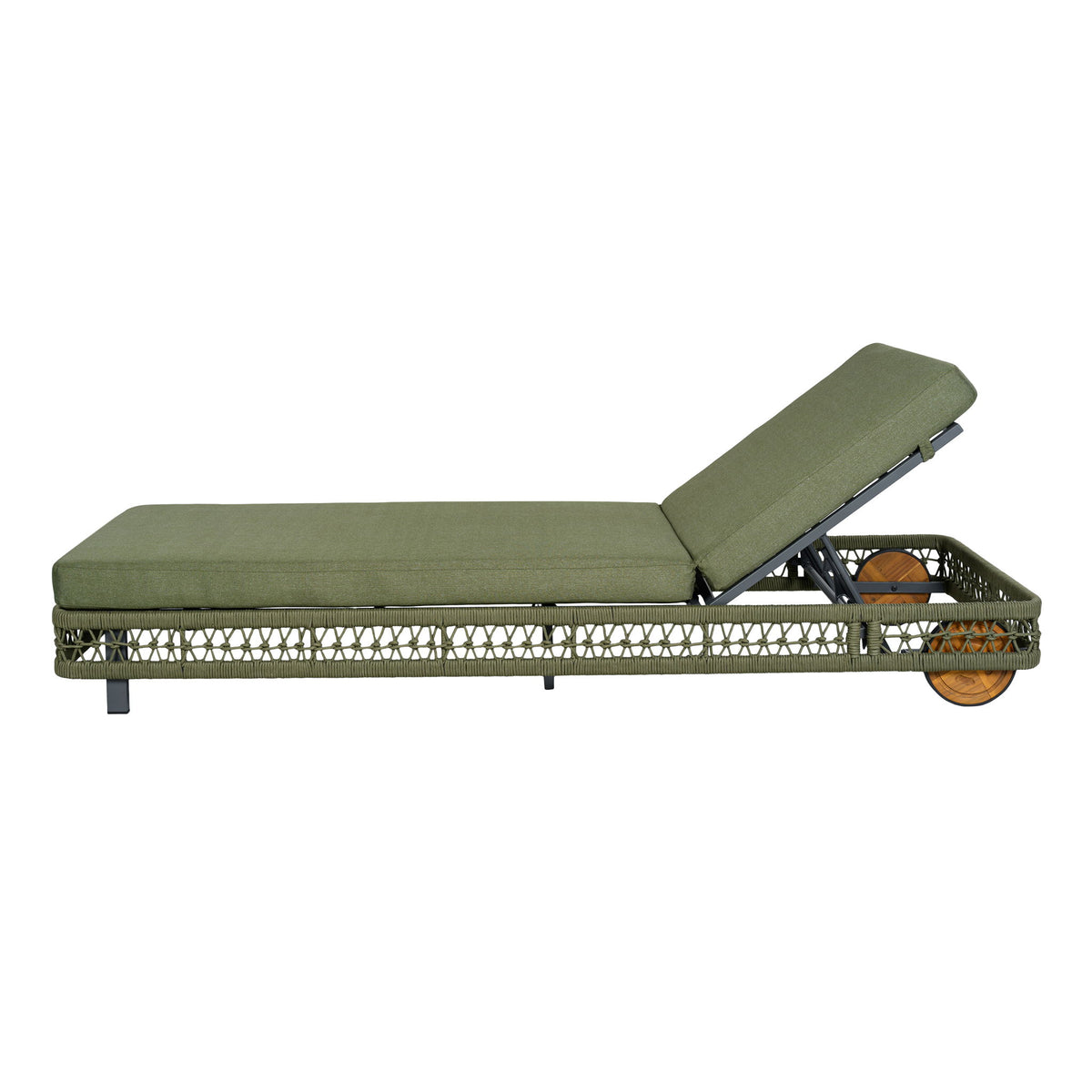 Outdoor Chaise Lounge & Wheels, 5 Position Adjustable Backrest