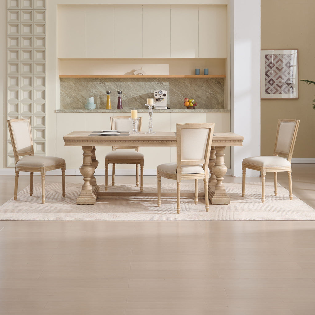 Dining Chairs Upholstered With T - Shaped Back (Set of 2) - Beige