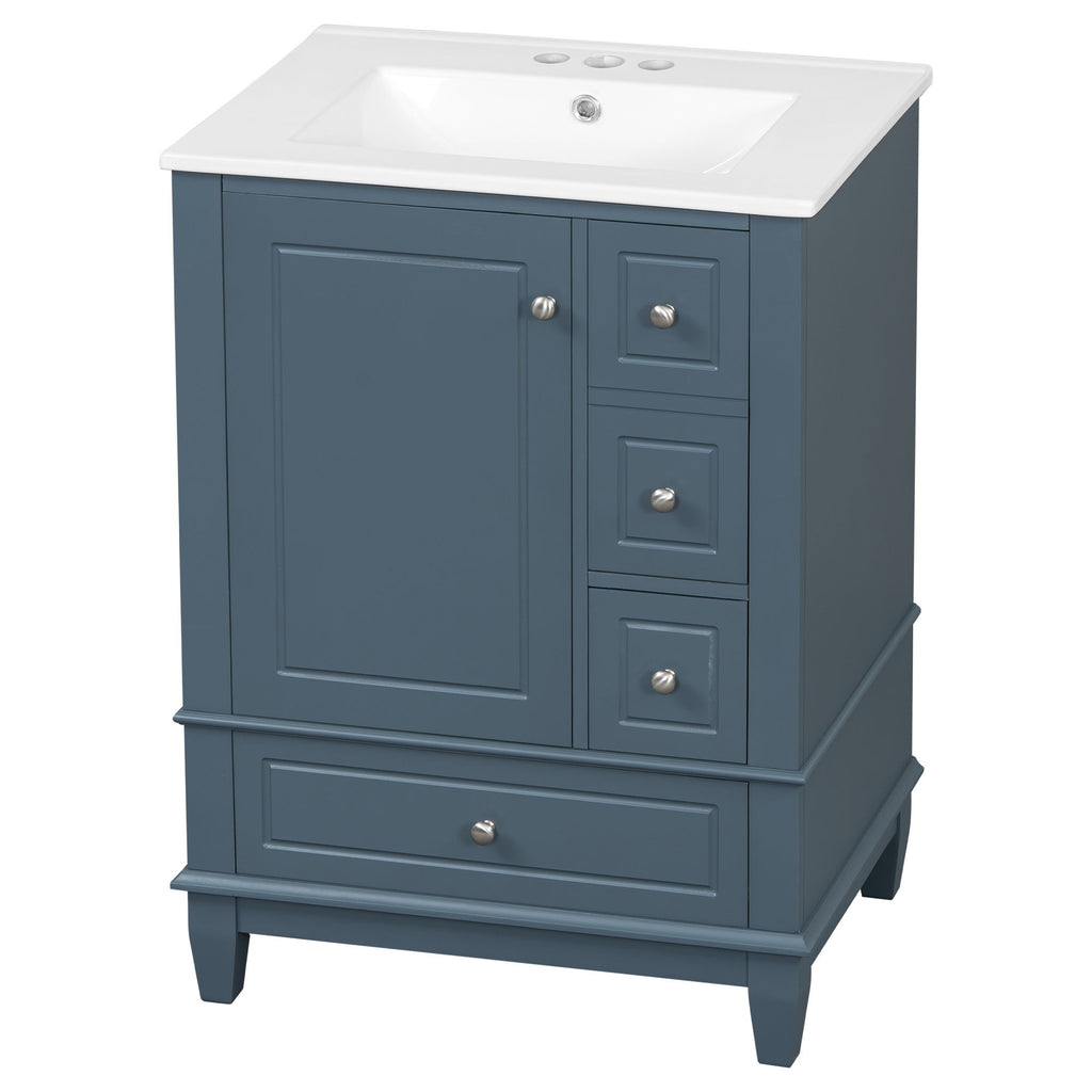 Modern Bathroom Vanity With Sink, Freestanding Cabinet With Drawers And Storage Shelves