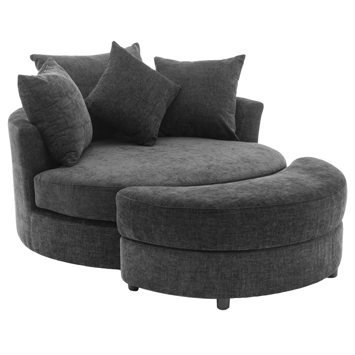 360° Swivel Accent Barrel Chair With Storage Ottoman & 4 Pillows, Modern Leisure Chair Round Accent For Living Room