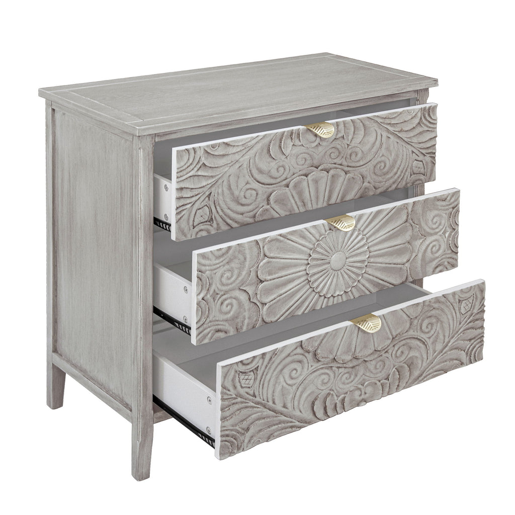 3 Drawer Cabinet, American Furniture, Suitable For Bedroom, Living Room - Light Gray