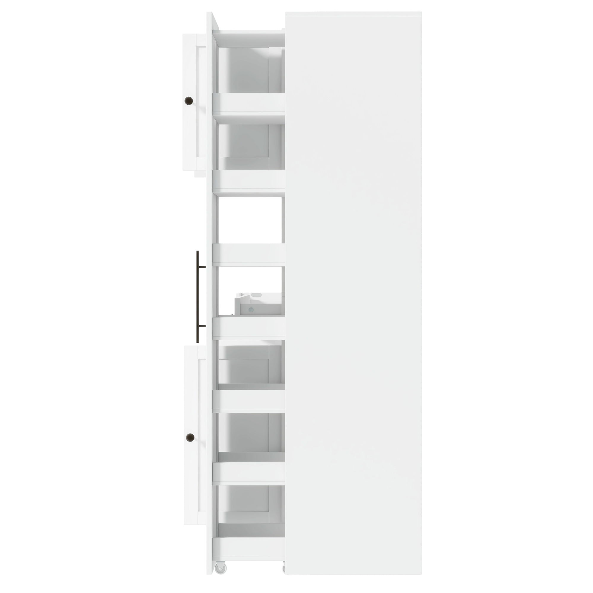 Large Kitchen Pantry Storage Cabinet Cupboard With Pull Out Side Cabinet
