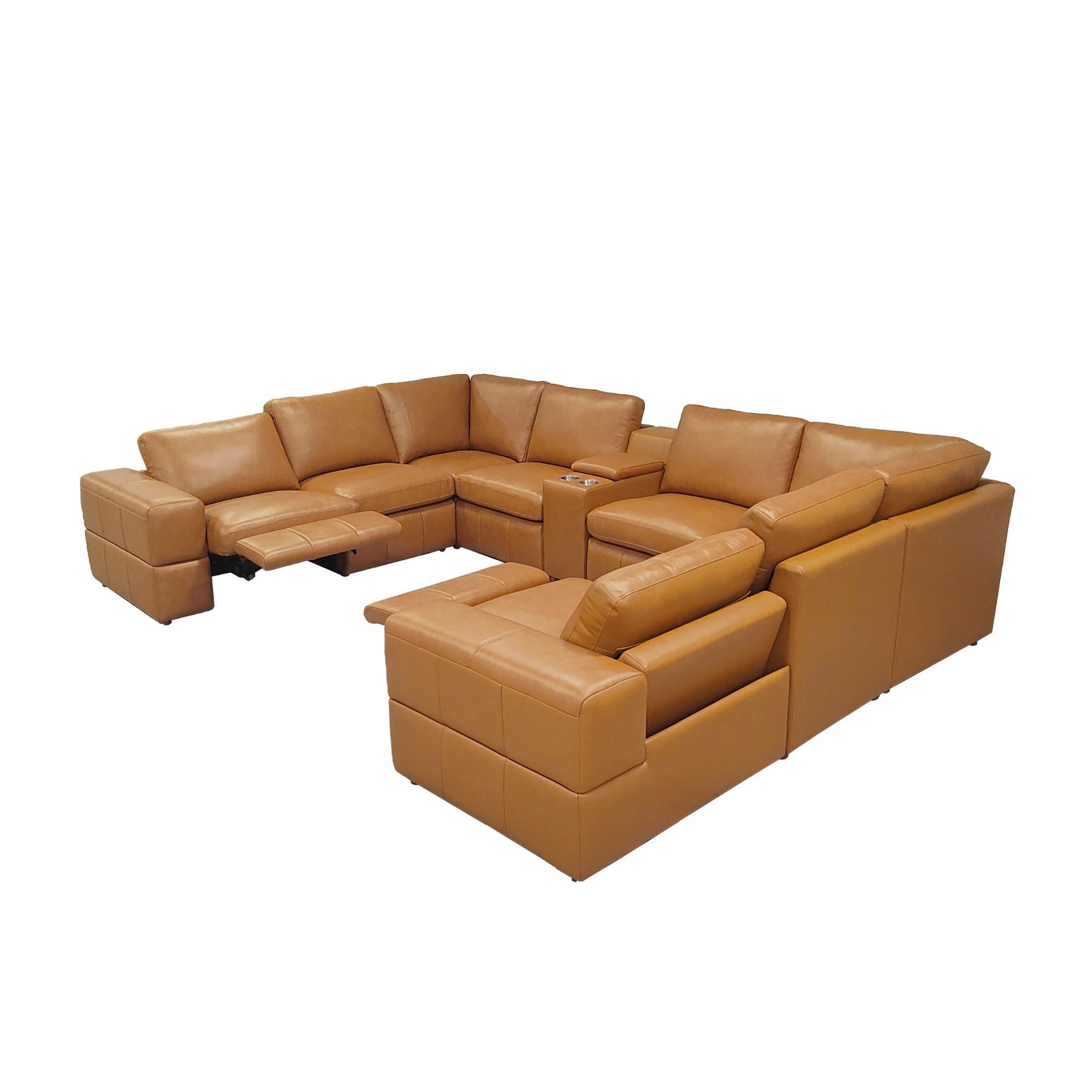 Upholstered Large Arms Sectional With Recliner Seats