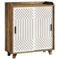 Sliding Door Sideboard Buffet Cabinet With Storage For Dining Room - Brown / White