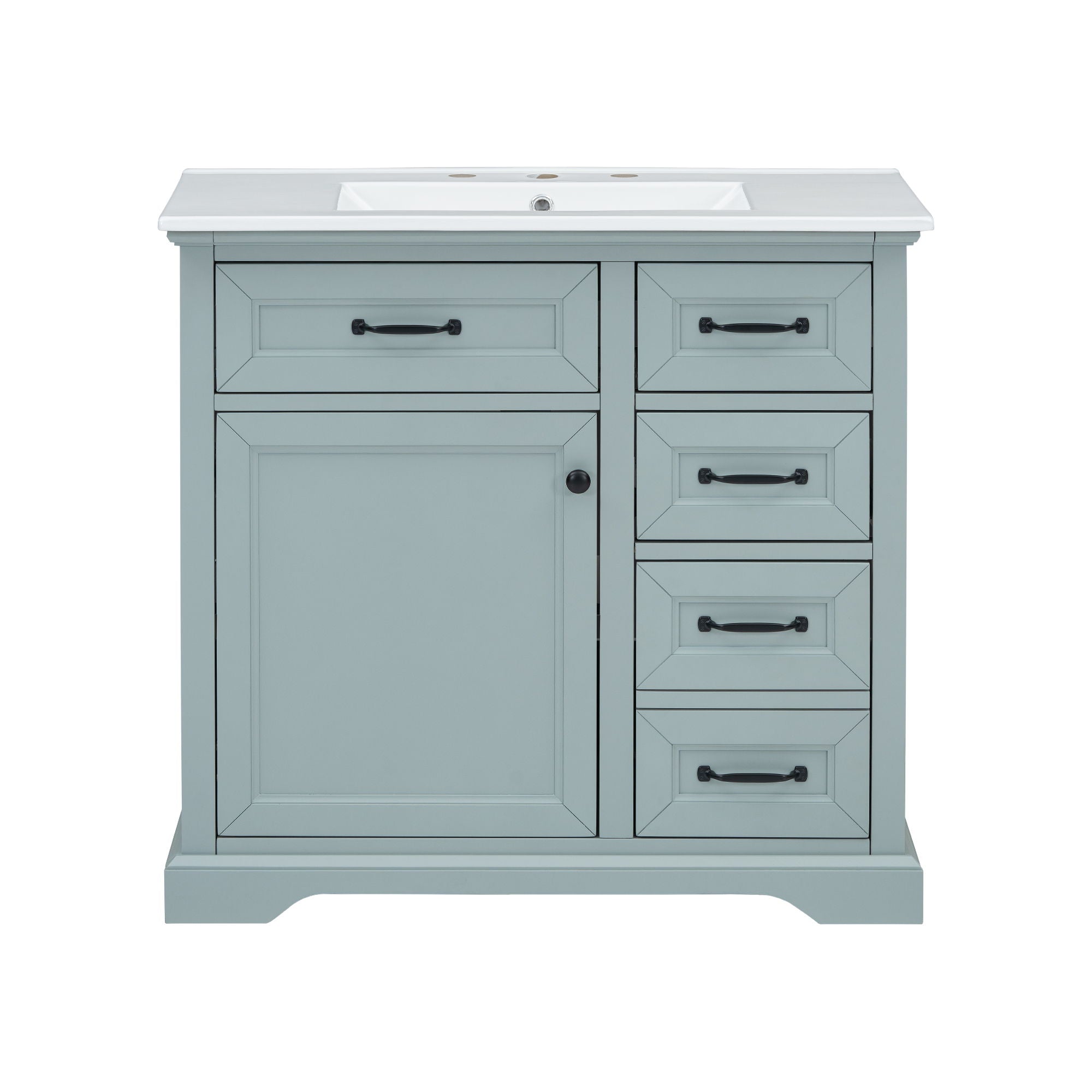 Bathroom Vanity With Sink, 2 Tip Out Drawers, Soft Close Hinges - Gray