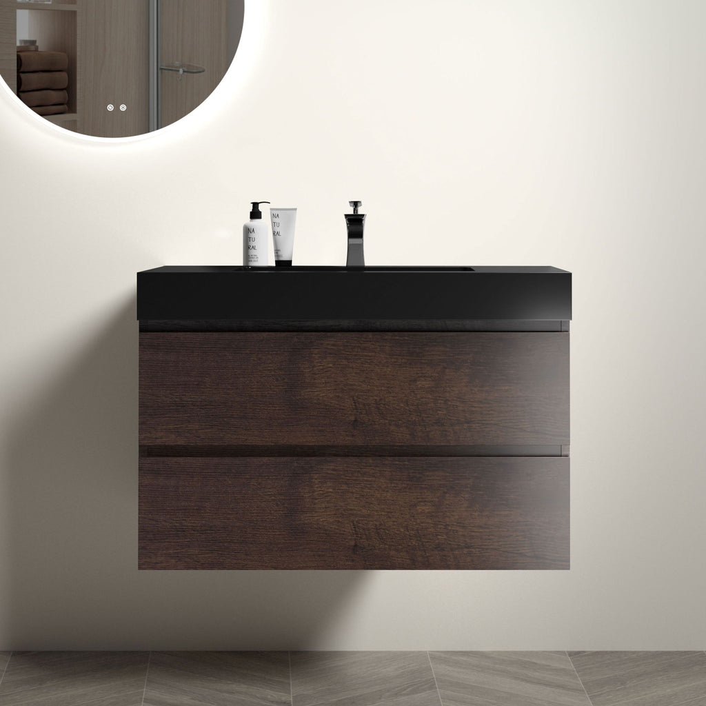 Alice - Bathroom Vanity Wall Mounted With Sink, Large Storage