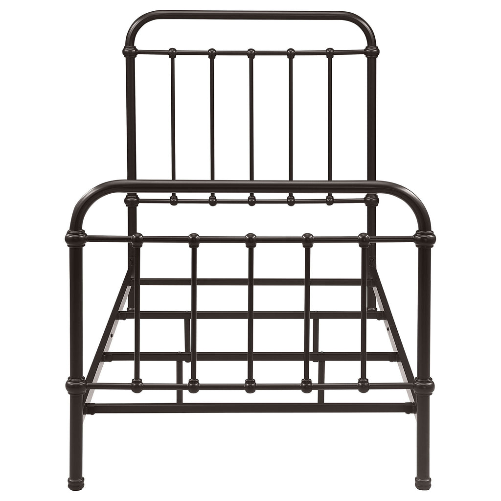 Twin Panel Bed With Ornate Design - Bronze