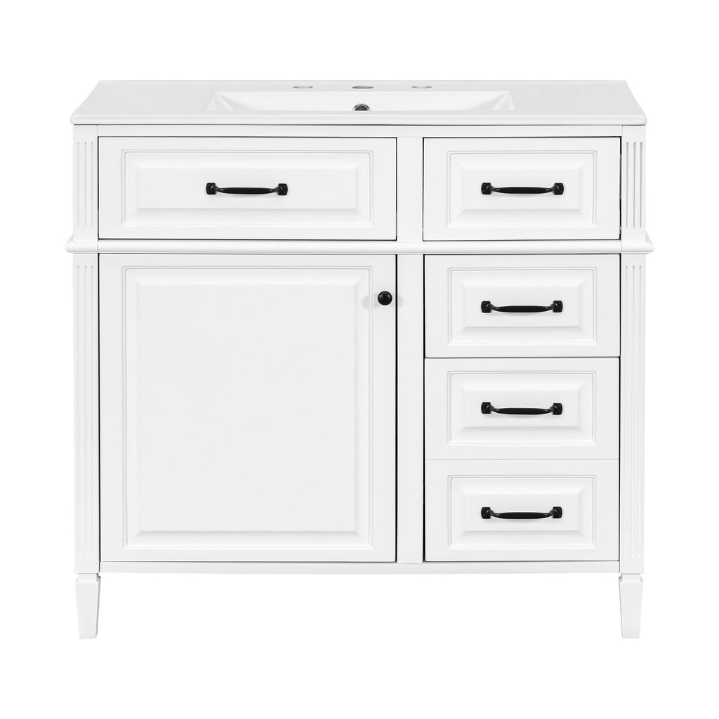 Modern Bathroom Vanity With Sink Top, Flip Drawer Design