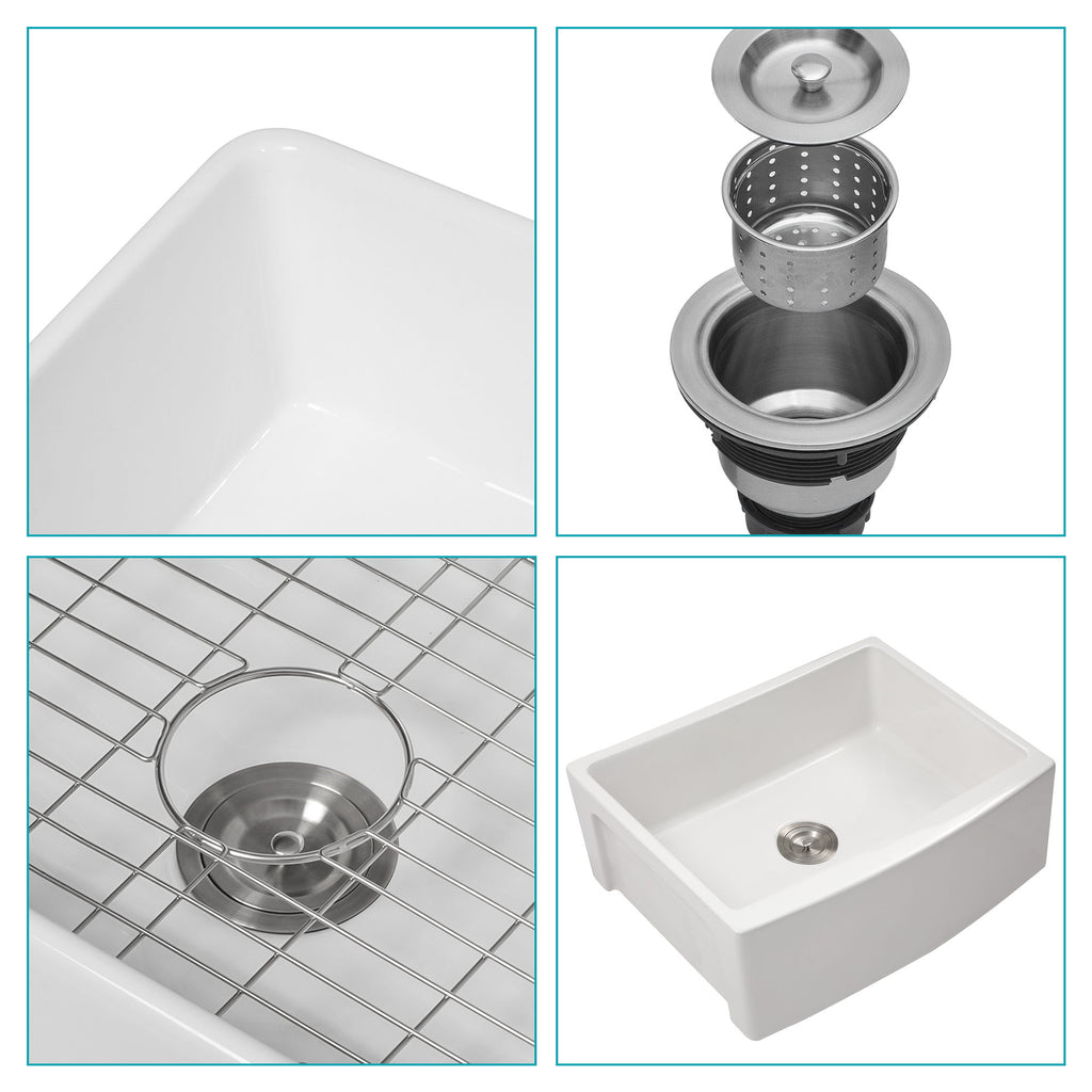 Farmhouse Sink, Apron Front Single Bowl With Arch Edge Design
