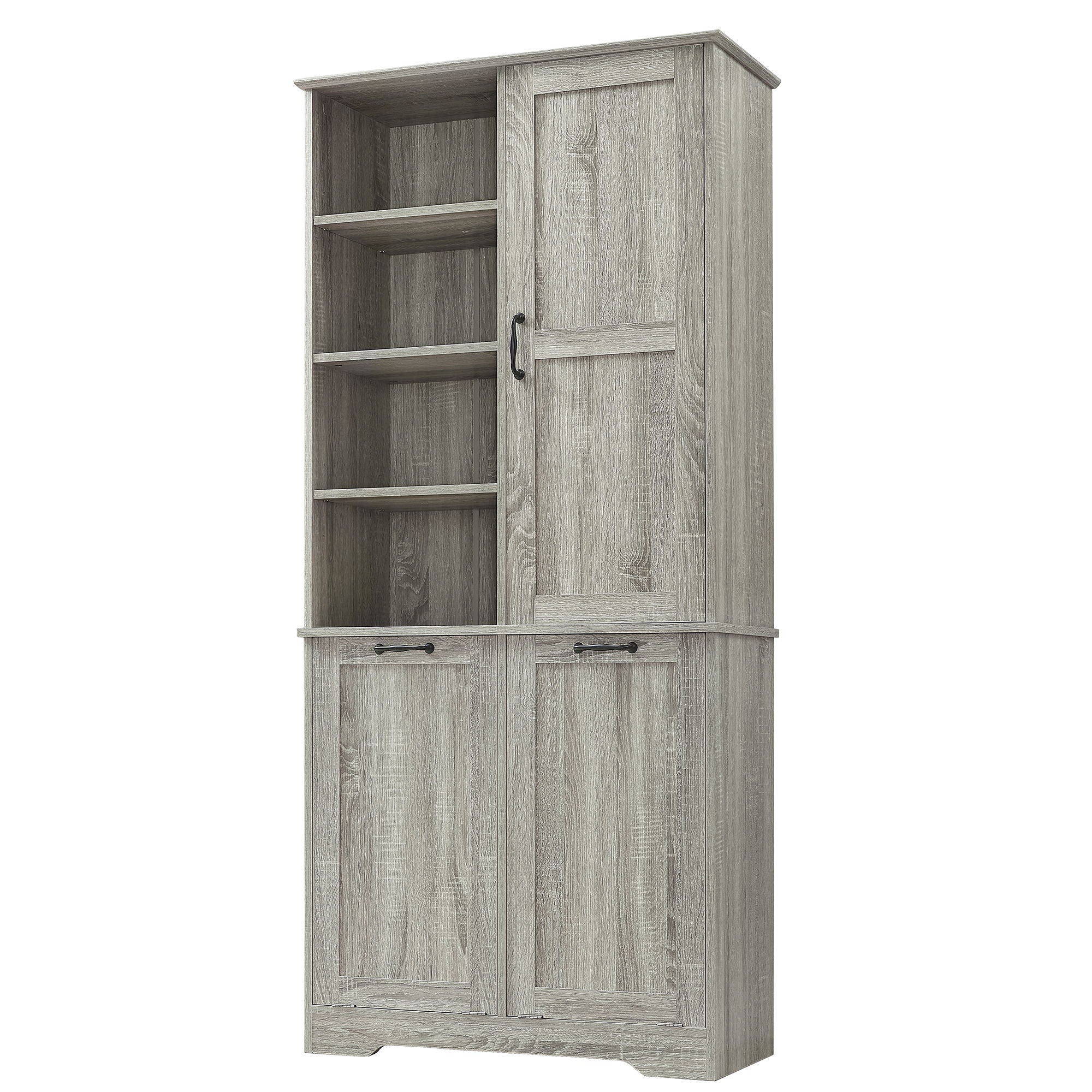 Freestanding Bathroom Storage Cabinet With Doors And Drawers, Adjustable Shelves, Tilt-Out Laundry Hamper