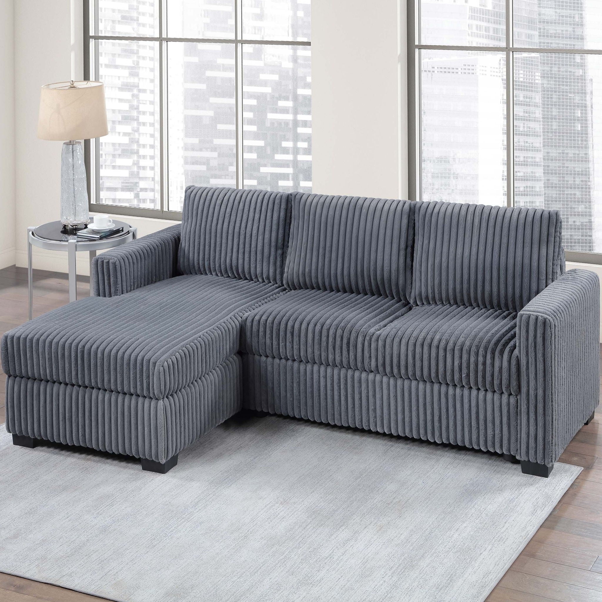 2 Piece Sectional Sofa With Right Arm Chaise And Left Arm Sofa - Dark Gray