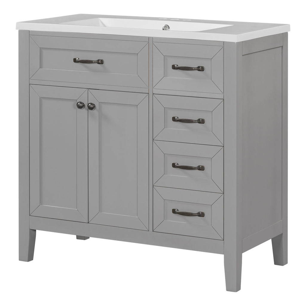 Modern Bathroom Vanity With Sink, Freestanding With Drawers And Doors