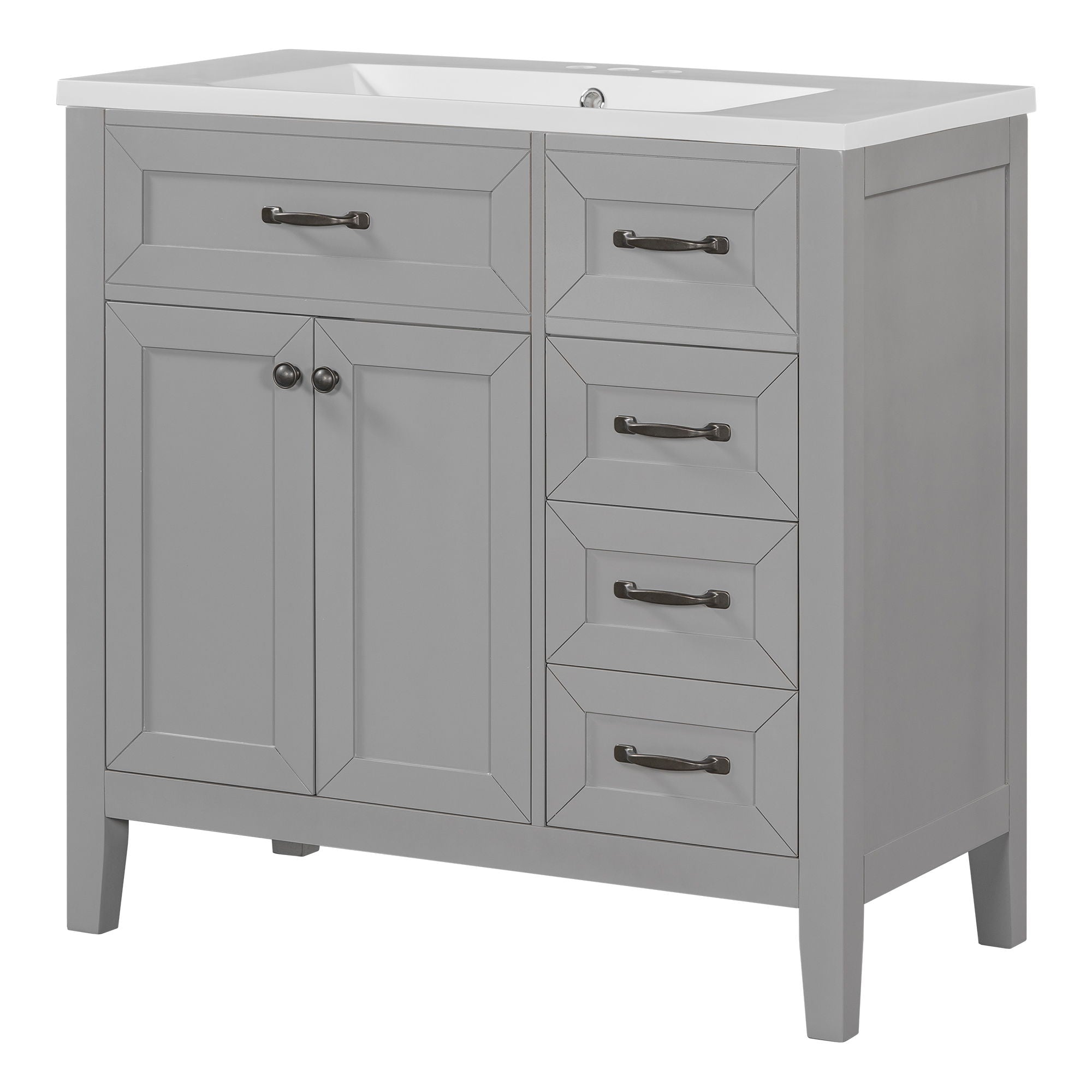 Modern Bathroom Vanity With Sink, Freestanding With Drawers And Doors