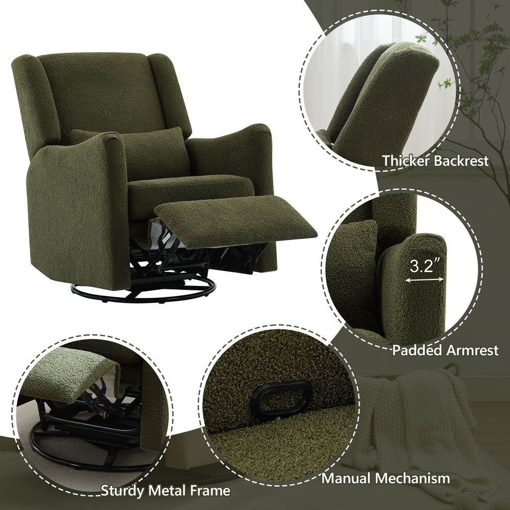 Wide Wingback Swivel Glider Rocker Recliner Chair