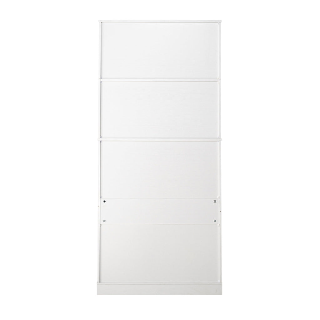 Fluted Kitchen Pantry Cabinet With 3 Keyboard Drawers & 6 Adjustable Door Shelves
