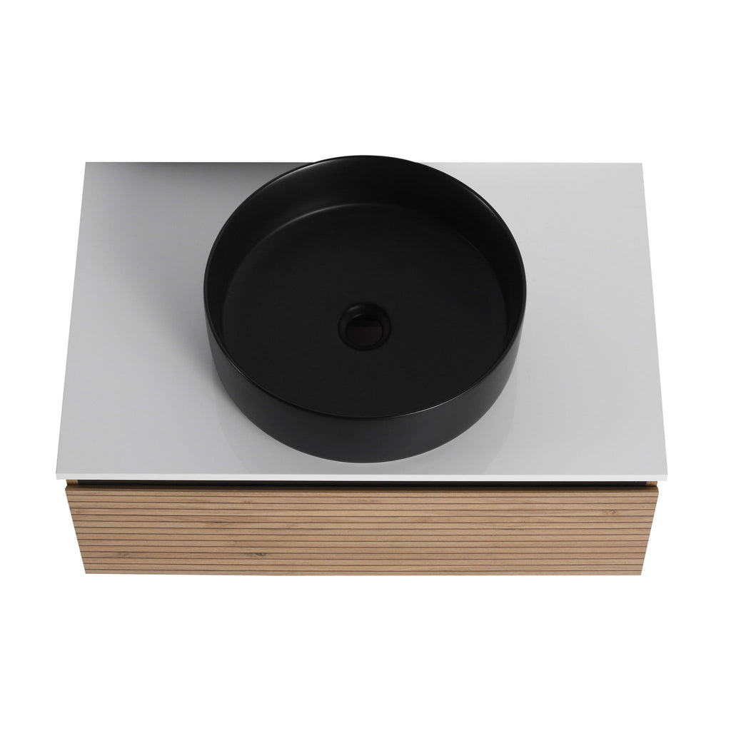 Wall Mounted Bathroom Vanity With Art Sink & 1 Soft Close Drawer